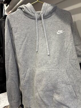 Nike Men’s Light Gray Hoodie with White Logo